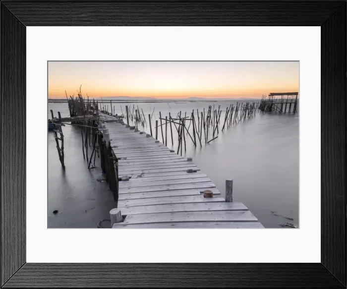 Framed Print : Sunset at Palafito Pier of Carrasqueira, Natural Reserve of Sado River, Alcacer do Sal Framed Print : Sunset at Palafito Pier of Carrasqueira, Natural Reserve of Sado River, Alcacer do Sal