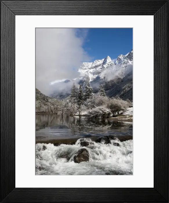 Framed Print : Early in morning frost in Mount Siguniang, an area of outstanding natural beauty