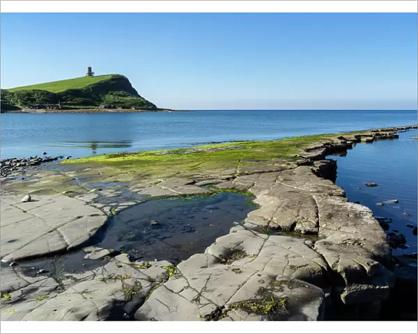 Rock Ledges and Clavell Tower in Kimmeridge Bay, Isle of Purbeck, Jurassic Coast