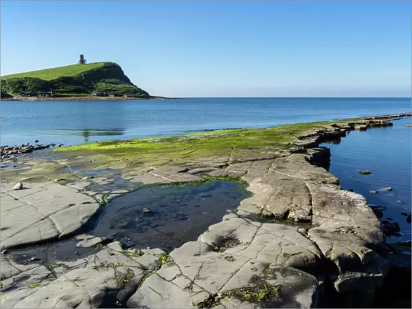 Rock Ledges and Clavell Tower in Kimmeridge Bay, Isle of Purbeck, Jurassic Coast