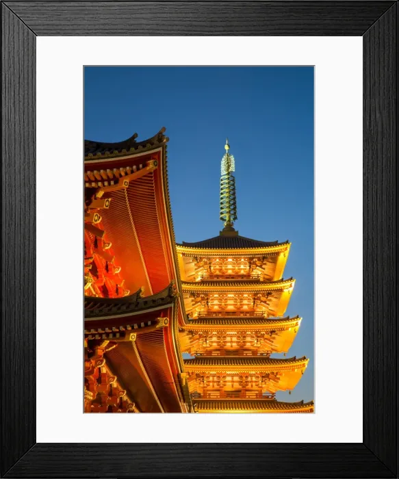 Framed Print : The Five Storey Pagoda at Sensi-ji Temple at night, Tokyo, Japan, Asia Framed Print : The Five Storey Pagoda at Sensi-ji Temple at night, Tokyo, Japan, Asia