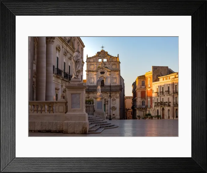 Framed Print : The Cathedral and Piazza Duomo in early morning on the tiny island of Ortygia, UNESCO Framed Print : The Cathedral and Piazza Duomo in early morning on the tiny island of Ortygia, UNESCO