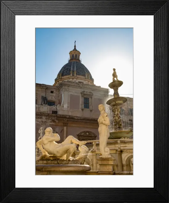 Framed Print : Sculptures of the Fontana Pretoria in Piazza Pretoria in Palermo, Sicily, Italy, Europe
