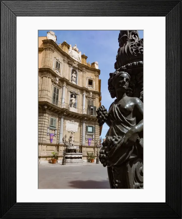 Framed Print : Decorative lamp post and Piazza Quattro Canti in Palermo, Sicily, Italy, Europe Framed Print : Decorative lamp post and Piazza Quattro Canti in Palermo, Sicily, Italy, Europe