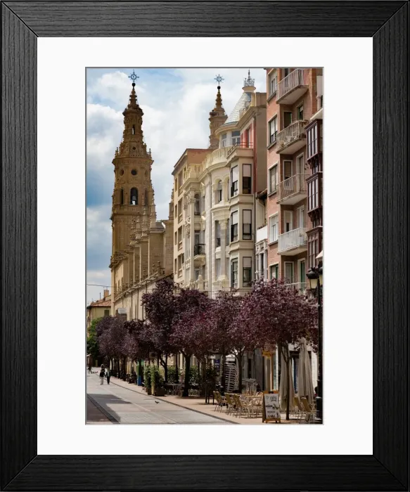 Framed Print : Calle Portales with Santa Maria de la Redonda Cathedral in Logrono, La Rioja, Spain Framed Print : Calle Portales with Santa Maria de la Redonda Cathedral in Logrono, La Rioja, Spain