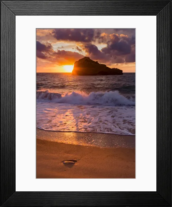 Framed Print : Sunset over Roche Ronde rock off the coast of Biarritz, Pyrenees Atlantiques, Aquitaine Framed Print : Sunset over Roche Ronde rock off the coast of Biarritz, Pyrenees Atlantiques, Aquitaine