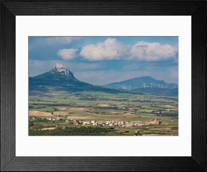Framed Print : Small village in La Rioja with the Sierra de Cantabria mountains near Laguardia, La Rioja Framed Print : Small village in La Rioja with the Sierra de Cantabria mountains near Laguardia, La Rioja