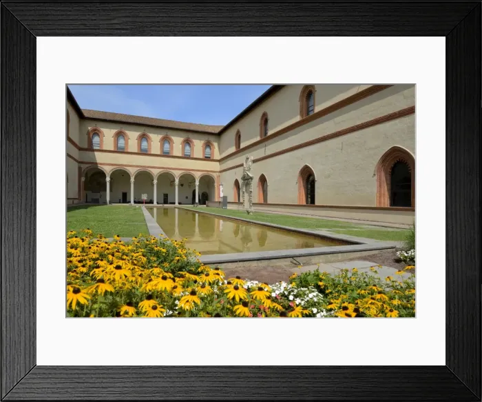 Framed Print : Garden in the Ducal Courtyard, Sforzesco Castle (Castello Sforzesco), Milan, Lombardy Framed Print : Garden in the Ducal Courtyard, Sforzesco Castle (Castello Sforzesco), Milan, Lombardy