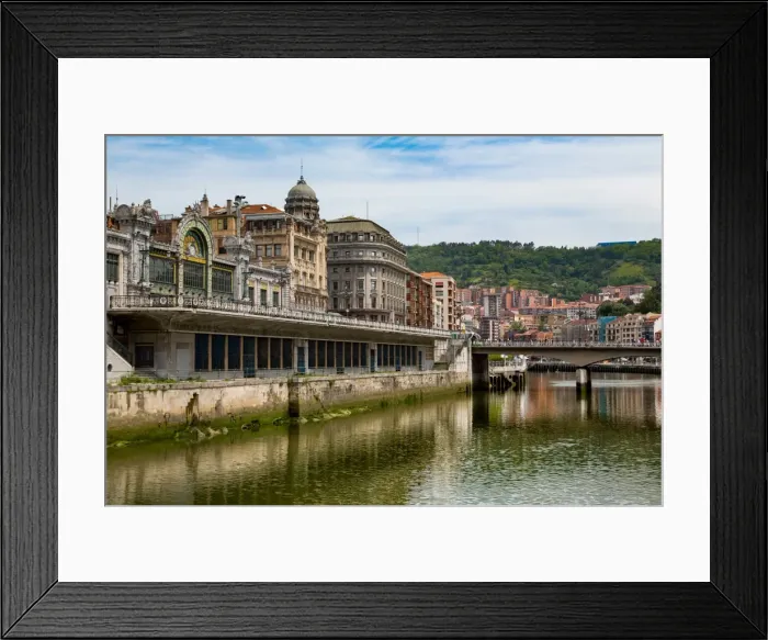 Framed Print : Bilbao-Abando railway station and the River Nervion, Bilbao, Biscay (Vizcaya), Basque Country