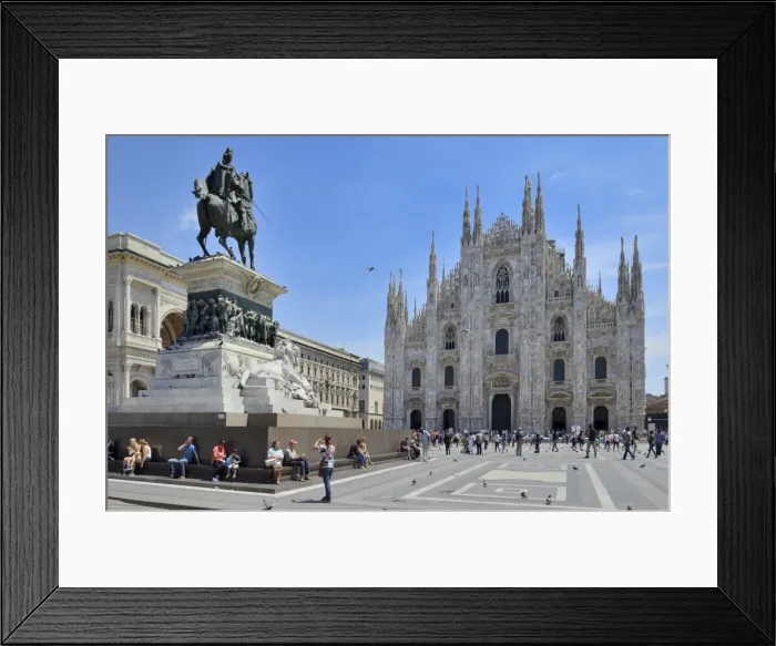 Framed Print : Equestrian statue of Victor Emmanuel II and Milan Cathedral (Duomo), Piazza del Duomo Framed Print : Equestrian statue of Victor Emmanuel II and Milan Cathedral (Duomo), Piazza del Duomo