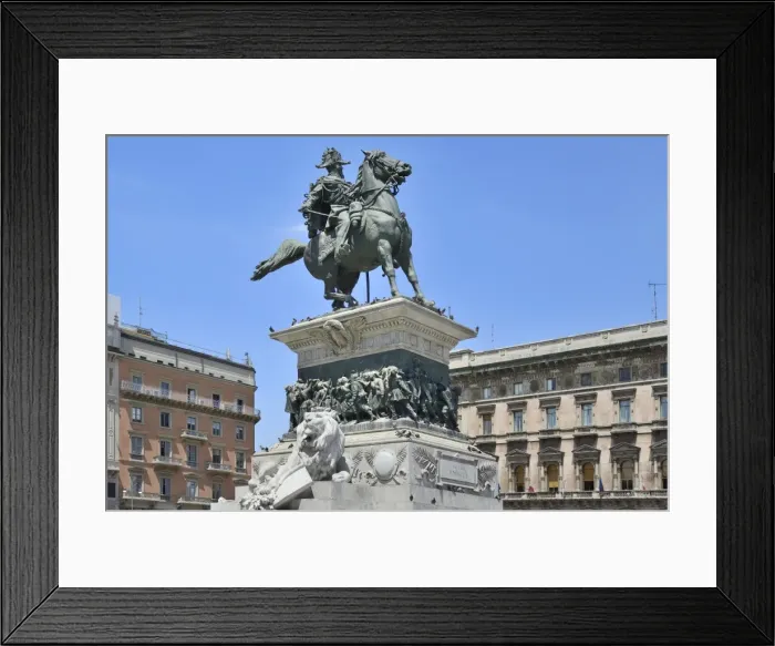 Framed Print : Equestrian statue of Victor Emmanuel II, Piazza del Duomo, Milan, Lombardy, Italy, Europe Framed Print : Equestrian statue of Victor Emmanuel II, Piazza del Duomo, Milan, Lombardy, Italy, Europe