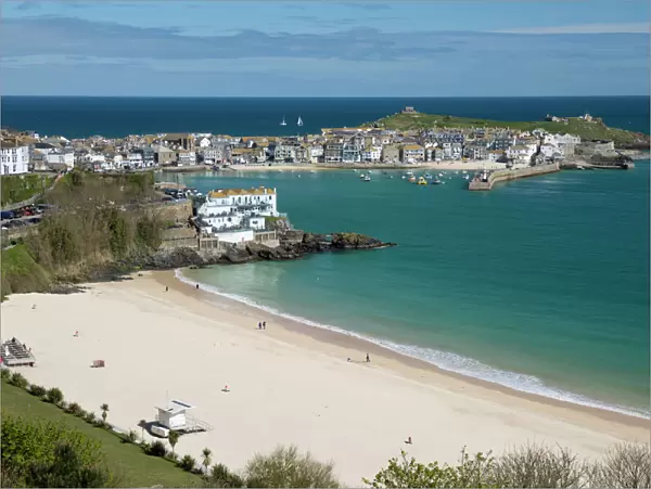 Porthminster beach and harbour, St. Ives, Cornwall, England, United Kingdom, Europe