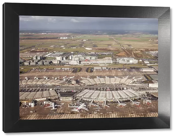 Aerial of Charles de Gaulle Airport, Paris, France, Europe
