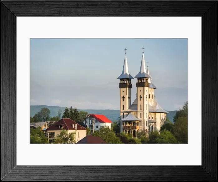 Framed Print : Orthodox Romanian church at sunrise, Breb (Brebre), Maramures, Romania, Europe Framed Print : Orthodox Romanian church at sunrise, Breb (Brebre), Maramures, Romania, Europe