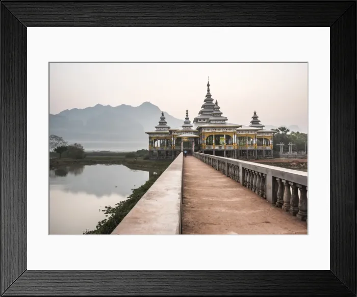 Framed Print : Kyauk Kalap Buddhist Temple in the middle of a lake at sunrise, Hpa An, Kayin State (Karen State) Framed Print : Kyauk Kalap Buddhist Temple in the middle of a lake at sunrise, Hpa An, Kayin State (Karen State)