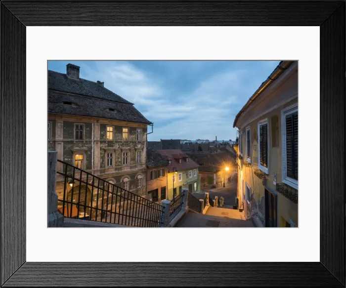 Framed Print : Sibiu, a 12th century Saxon city at night, Transylvania, Romania, Europe Framed Print : Sibiu, a 12th century Saxon city at night, Transylvania, Romania, Europe