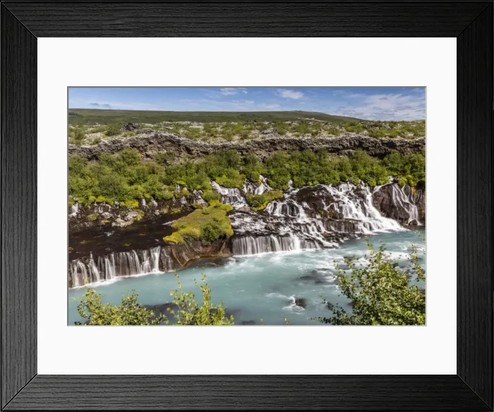 Framed Print : Hraunfossar, a series of waterfalls pouring into the Hvita River, Borgarfjordur, western Iceland Framed Print : Hraunfossar, a series of waterfalls pouring into the Hvita River, Borgarfjordur, western Iceland