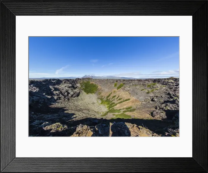 Framed Print : Eldborg volcanic crater, declared a Protected Natural Monument in 1974, Iceland Framed Print : Eldborg volcanic crater, declared a Protected Natural Monument in 1974, Iceland
