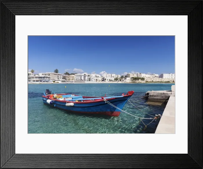 Framed Print : Fishing boat, port of Otranto, Lecce province, Salentine Peninsula, Puglia, Italy, Europe