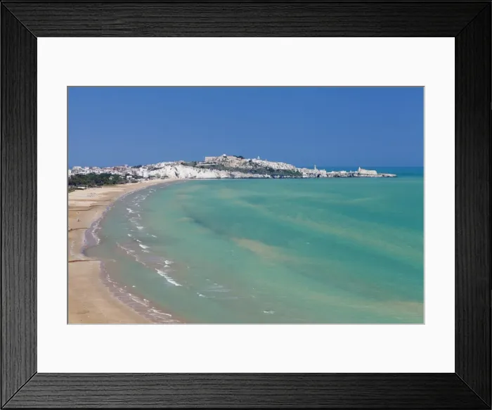 Framed Print : Castello beach, Vieste in the background, Gargano, Foggia Province, Puglia, Italy, Europe Framed Print : Castello beach, Vieste in the background, Gargano, Foggia Province, Puglia, Italy, Europe