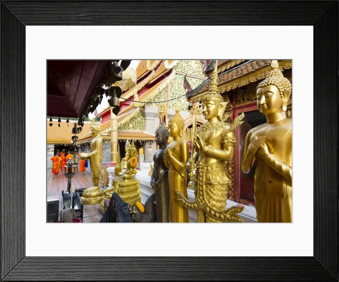 Framed Print : Gold Buddhas at Doi Suthep temple, Chiang Mai, Thailand, Southeast Asia, Asia Framed Print : Gold Buddhas at Doi Suthep temple, Chiang Mai, Thailand, Southeast Asia, Asia