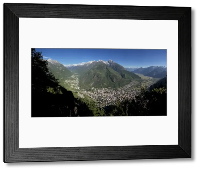 Framed Print : Panoramic view of Chiavenna Valley and Bregaglia, Valtellina, Lombardy, Italy, Europe Framed Print : Panoramic view of Chiavenna Valley and Bregaglia, Valtellina, Lombardy, Italy, Europe