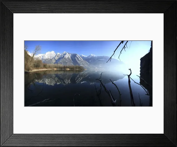 Framed Print : Panoramic view of Lake Mezzola in the fall, Chiavenna Valley, Valtellina, Lombardy Framed Print : Panoramic view of Lake Mezzola in the fall, Chiavenna Valley, Valtellina, Lombardy