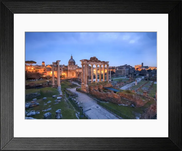 Framed Print : The blue light of dusk on the ancient Imperial Forum, UNESCO World Heritage Site Framed Print : The blue light of dusk on the ancient Imperial Forum, UNESCO World Heritage Site