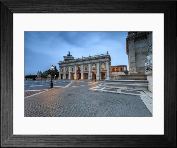 Framed Print : Piazza del Campidoglio where Roman Divinities were praised and nowadays headquarters Framed Print : Piazza del Campidoglio where Roman Divinities were praised and nowadays headquarters