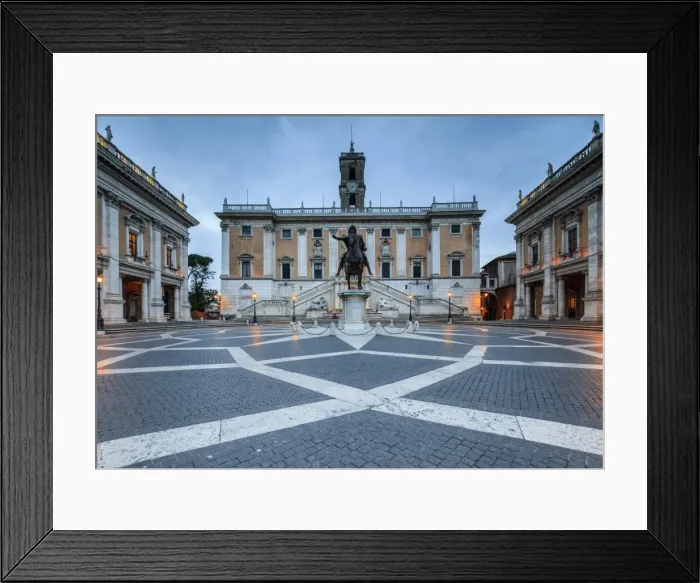 Framed Print : Piazza del Campidoglio where Roman Divinities were praised and nowadays headquarters Framed Print : Piazza del Campidoglio where Roman Divinities were praised and nowadays headquarters