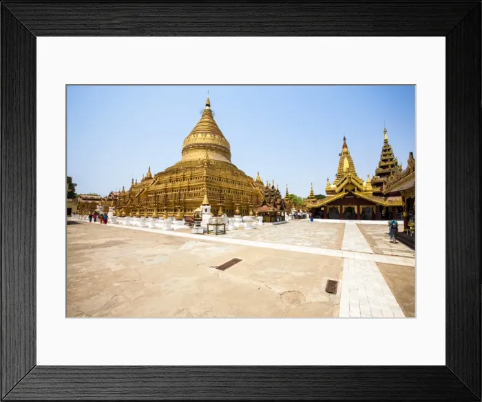 Framed Print : The Shwezigon Pagoda (Shwezigon Paya), a Buddhist temple located in Nyaung-U, a town near Bagan Framed Print : The Shwezigon Pagoda (Shwezigon Paya), a Buddhist temple located in Nyaung-U, a town near Bagan