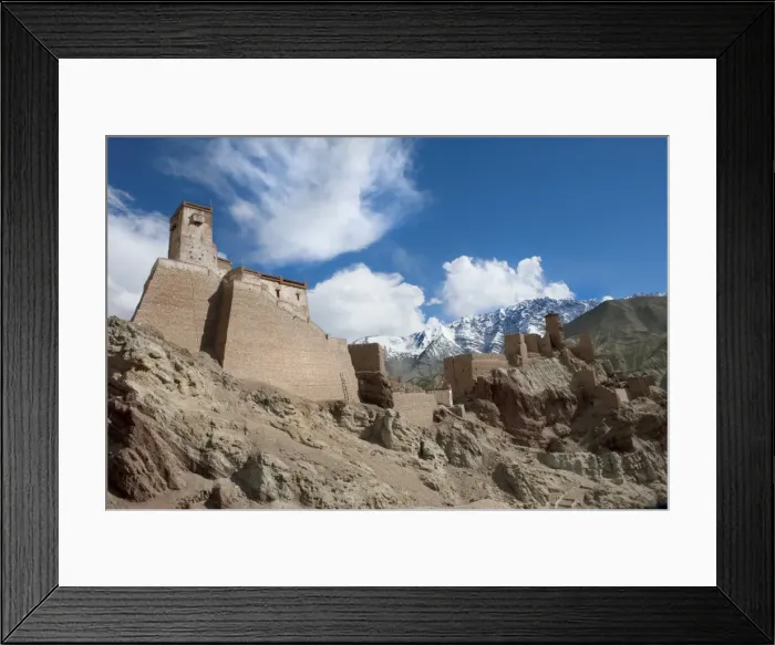 Framed Print : The restoration of the citadel and temples of Basgo, perched on an eroded hillside Framed Print : The restoration of the citadel and temples of Basgo, perched on an eroded hillside