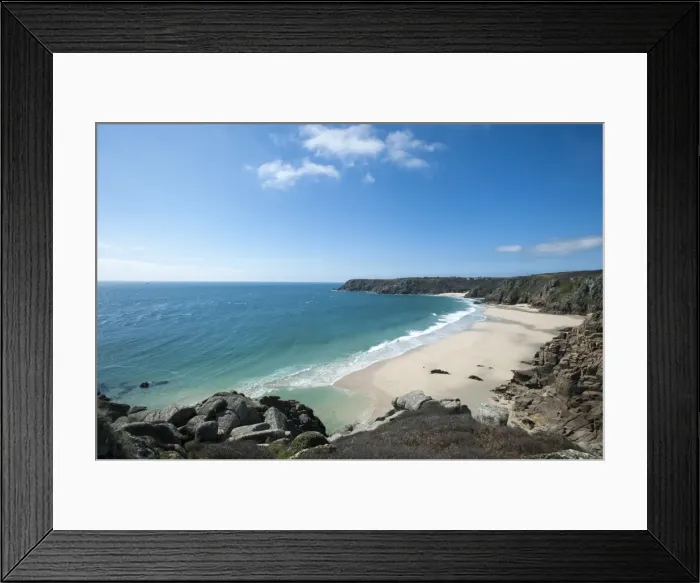 Framed Print : Near Logan Rock at the top of Treen beach in Cornwall, the westernmost part of the British Isles