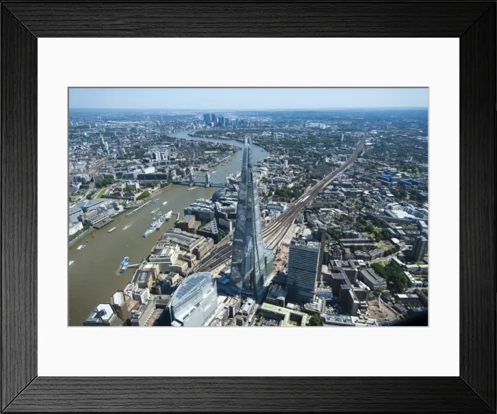 Framed Print : An aerial view of The Shard, standing at 309. 6 metres high, the tallest buliding in Europe Framed Print : An aerial view of The Shard, standing at 309. 6 metres high, the tallest buliding in Europe