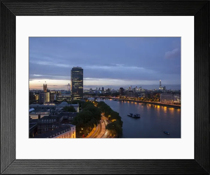 Framed Print : Tilt Shift lens effect image of the River Thames from the top of Riverwalk House Framed Print : Tilt Shift lens effect image of the River Thames from the top of Riverwalk House