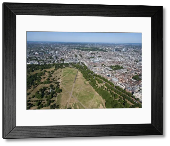 Framed Print : Aerial view of Hyde Park and London, England, United Kingdom, Europe Framed Print : Aerial view of Hyde Park and London, England, United Kingdom, Europe