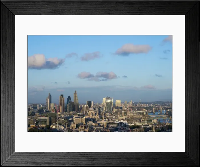 Framed Print : Vew of London skyline and the River Thames from the top of Centre Point tower across Framed Print : Vew of London skyline and the River Thames from the top of Centre Point tower across