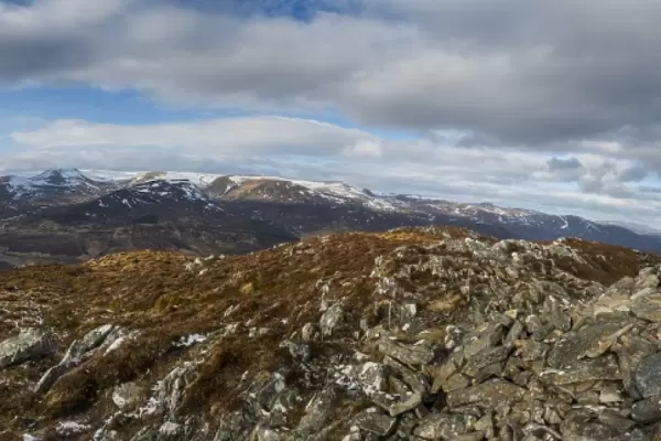 A view across the Cairngorms in Scotland from the top of Creag Dubh near Newtonmore