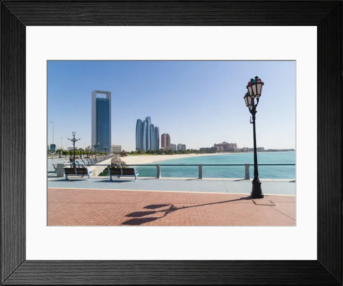 Framed Print : View from the Breakwater towards Abu Dhabi Oil Company HQ and Etihad Towers, Abu Dhabi Framed Print : View from the Breakwater towards Abu Dhabi Oil Company HQ and Etihad Towers, Abu Dhabi