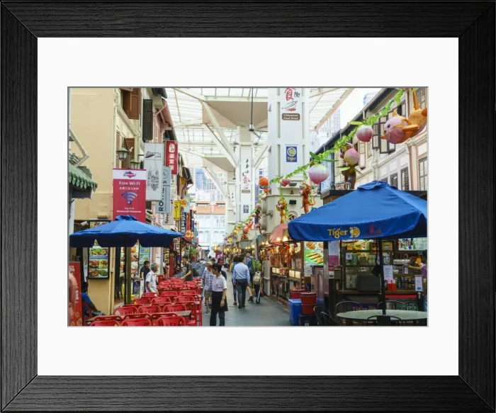 Framed Print : Food Street in Chinatown, Singapore, Southeast Asia, Asia