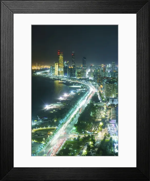 Framed Print : Skyline and Corniche, Al Markaziyah district by night, Abu Dhabi, United Arab Emirates Framed Print : Skyline and Corniche, Al Markaziyah district by night, Abu Dhabi, United Arab Emirates
