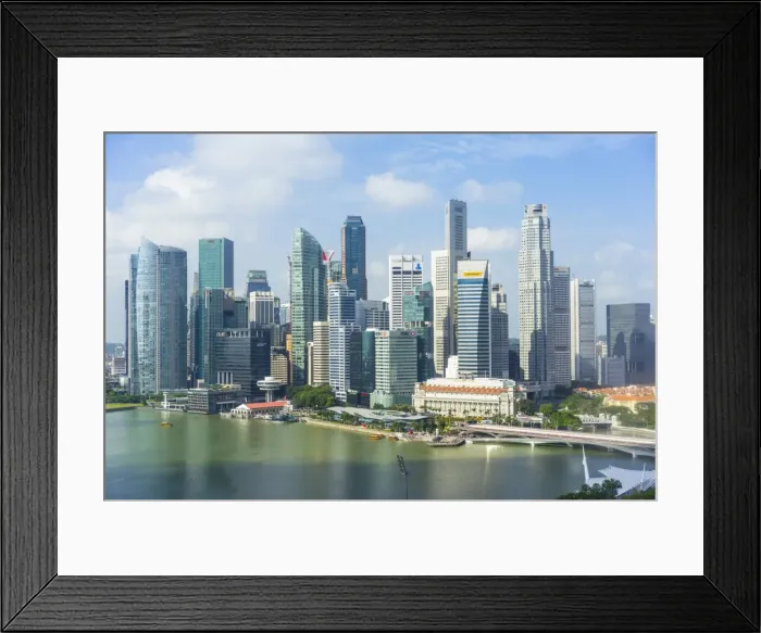 Framed Print : Singapore skyline, financial district skyscrapers with the Fullerton Hotel and Jubilee Framed Print : Singapore skyline, financial district skyscrapers with the Fullerton Hotel and Jubilee