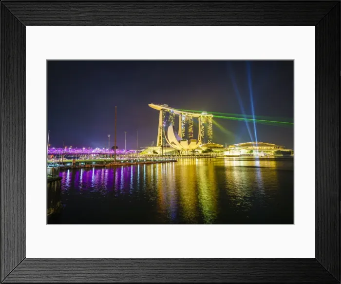 Framed Print : The nightly light and laser show in Marina Bay from the Marina Bay Sands, Singapore Framed Print : The nightly light and laser show in Marina Bay from the Marina Bay Sands, Singapore