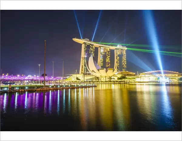 The nightly light and laser show in Marina Bay from the Marina Bay Sands, Singapore