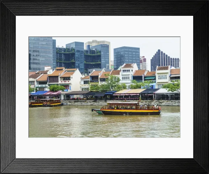 Framed Print : Tour boat passing Boat Quay, Singapore, Southeast Asia, Asia Framed Print : Tour boat passing Boat Quay, Singapore, Southeast Asia, Asia