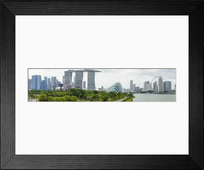 Framed Print : Panoramic view overlooking the Gardens by the Bay, Marina Bay Sands and city skyline Framed Print : Panoramic view overlooking the Gardens by the Bay, Marina Bay Sands and city skyline