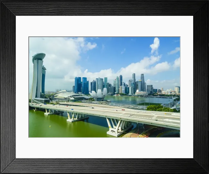 Framed Print : Busy roads leading to the Marina Bay Sands, Gardens by the Bay and ArtScience Museum Framed Print : Busy roads leading to the Marina Bay Sands, Gardens by the Bay and ArtScience Museum