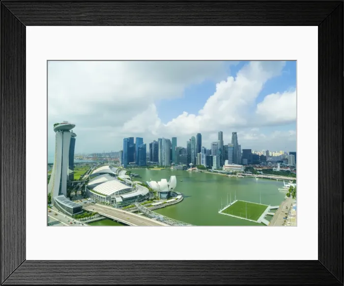 Framed Print : The towers of the Central Business District and Marina Bay in the morning, Singapore Framed Print : The towers of the Central Business District and Marina Bay in the morning, Singapore