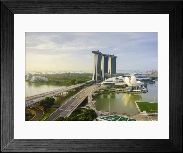 Framed Print : Roads leading to the Marina Bay Sands, Gardens by the Bay and ArtScience Museum at sunrise Framed Print : Roads leading to the Marina Bay Sands, Gardens by the Bay and ArtScience Museum at sunrise