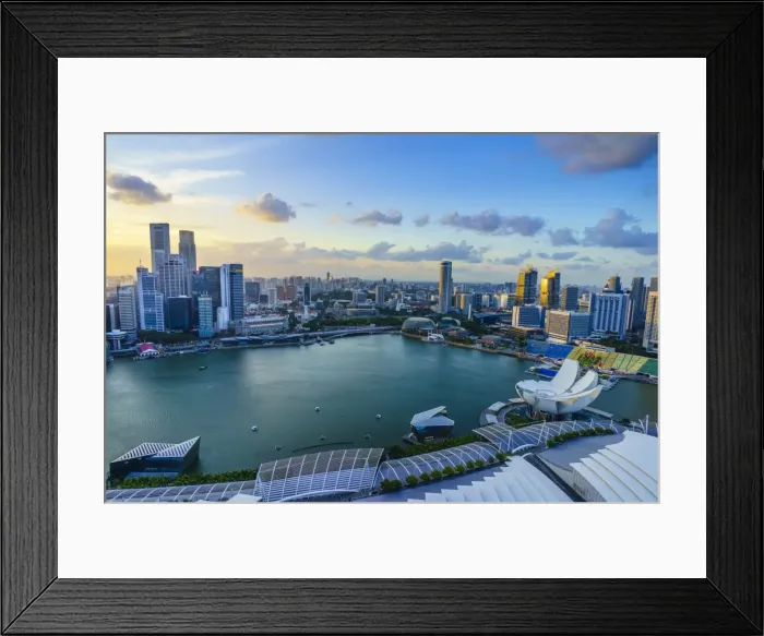 Framed Print : The towers of the Central Business District and Marina Bay at sunset, Singapore, Southeast Asia Framed Print : The towers of the Central Business District and Marina Bay at sunset, Singapore, Southeast Asia